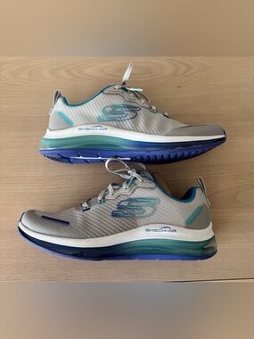 Skechers Skech-Air 2.0 Training Sneakers in Gray & Teal with Blue Sole / Size 9